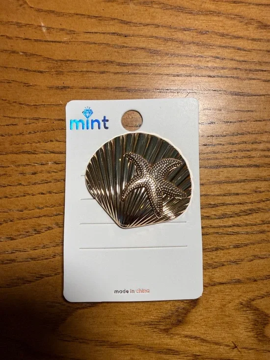 Mint Gold Shell & Starfish Hair Ties - Picture 1 of 3